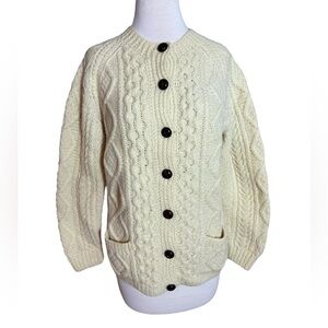 Vintage St Attracta’s Pure Irish Wool Cable Knit Button Fromt Cardigan Sweater